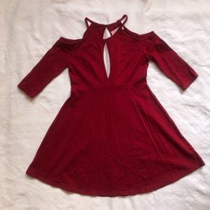 Free People Beach Burgundy Cold Shoulder Keyhole Dress
